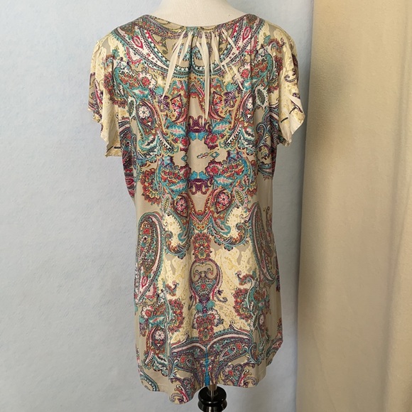 Covington Teal Bling Paisley Print Blouse - Picture 7 of 12